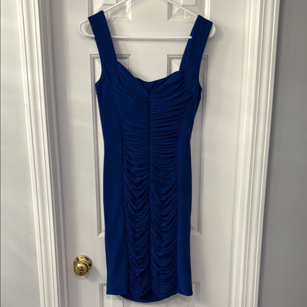 Cache Blue Ruched Sheath Mini Dress - Picture 2 of 6